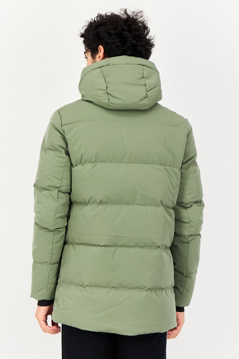 Reebok Men Brand Logo Outdoor Puffer Jacket, Green - Image 2