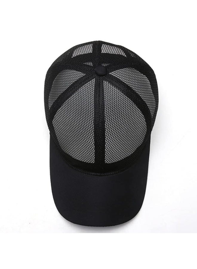 Black Mesh Trucker Baseball Cap, Adjustable Snapback, Quick-Drying Breathable Sports Hat, 56-60cm - Image 4