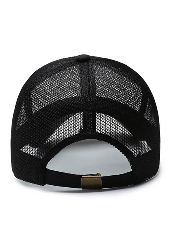 Black Mesh Trucker Baseball Cap, Adjustable Snapback, Quick-Drying Breathable Sports Hat, 56-60cm - Image 5