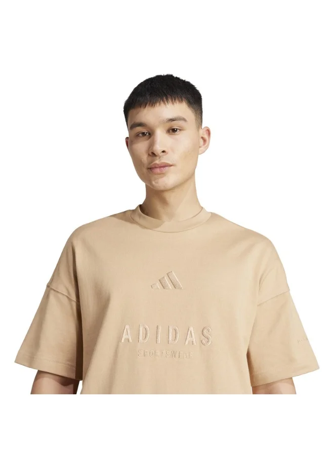 اديداس تيشيرت رجالي بأكمام قصيرة برسومات بنية