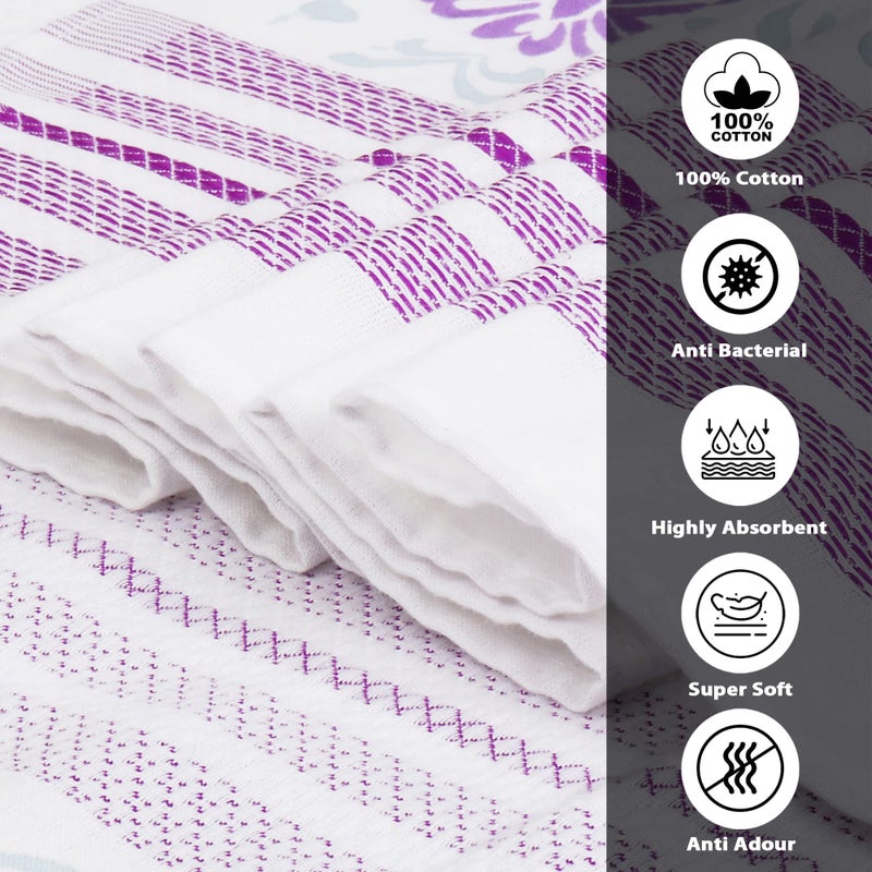 ZAHYA Floral Bath Towel 100% Fine Cotton Large Size (Set of 2) Assorted | Absorbent, Quick Dry, Feather Light, Super Soft | (Stitched Border) - Image 5