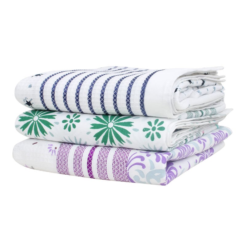 ZAHYA Floral Bath Towel 100% Fine Cotton Large Size (Set of 2) Assorted | Absorbent, Quick Dry, Feather Light, Super Soft | (Stitched Border) - Image 2