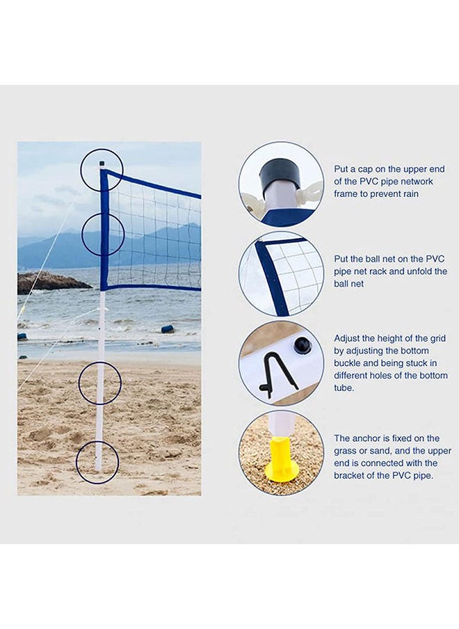 Generic - Volleyball Net Set Adjustable Folding Portable Volleyball Net with Pole Stand  Volleyball Carrying Bag Boundary Lines and Pump for Beach Grass Park Outdoor Locations - Image 1