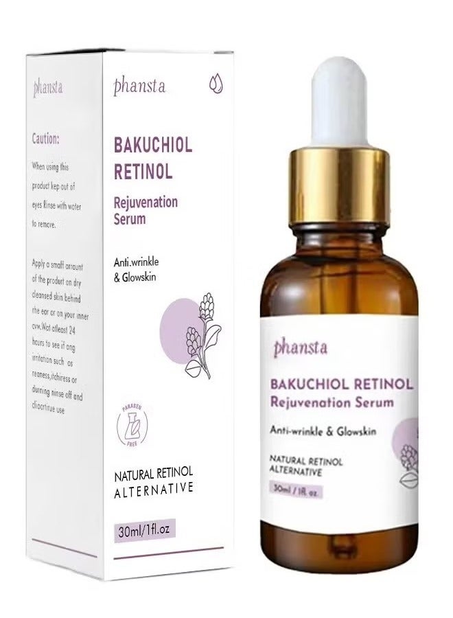 PHANSTA Bakuchiol Retinol Serum, Retinol Rejuvenation Serum for Anti-Wrinkles and Glowskin, Retinol Face Serum for Men & Women - Image 1