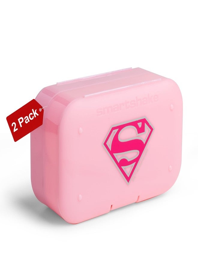 Smartshake 2-Pack DC Supergirl Pill Box Organizer - 2 Compartments, Leak Proof, Portable - Image 1