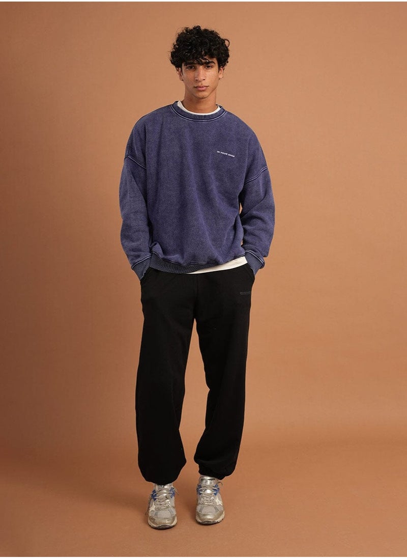 In Your Shoe Navy Blue Washed Boxy Crewneck  - Image 3