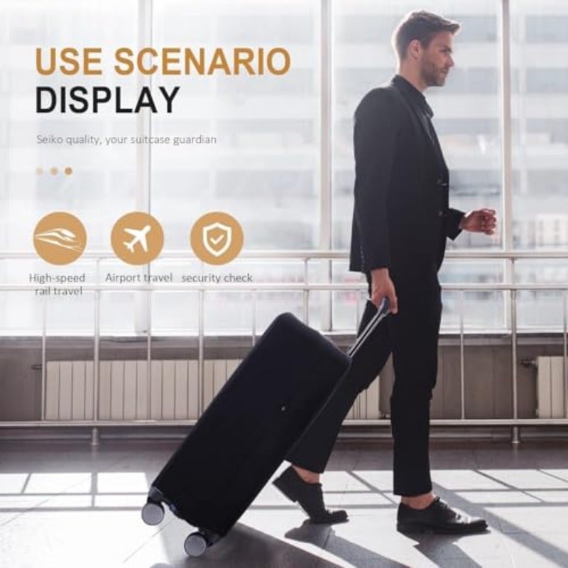 Bukela Elastic Luggage Cover Protector 2 Sizes S M Stretchable Washable Suitcase Protector Black Travel Accessory for 18-32 Inch Wheeled Bags - Durable Milk Silk Fabric M - Image 3