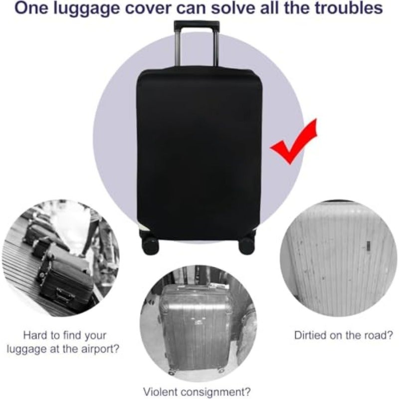 Bukela Elastic Luggage Cover Protector 2 Sizes S M Stretchable Washable Suitcase Protector Black Travel Accessory for 18-32 Inch Wheeled Bags - Durable Milk Silk Fabric M - Image 2