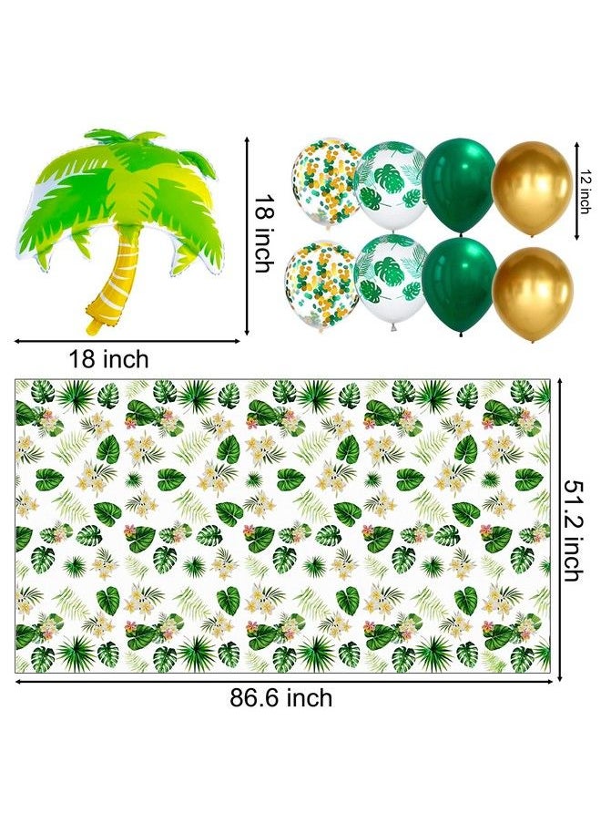 umoni - Hawaii Aloha Party Theme Decoration Set Tropical Leaves Happy Birthday Banner Flamingo Wreath Hawaiian Balloon Artificial Fake Flowers Pineapple Honeycomb Tropical Theme Party Supplies - Image 1