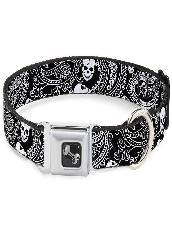 Buckle Down Buckle-Down Seatbelt Buckle Dog Collar - Bandana/Skulls Black/White - 1.5" Wide - Fits 13-18" Neck - Small - Image 1