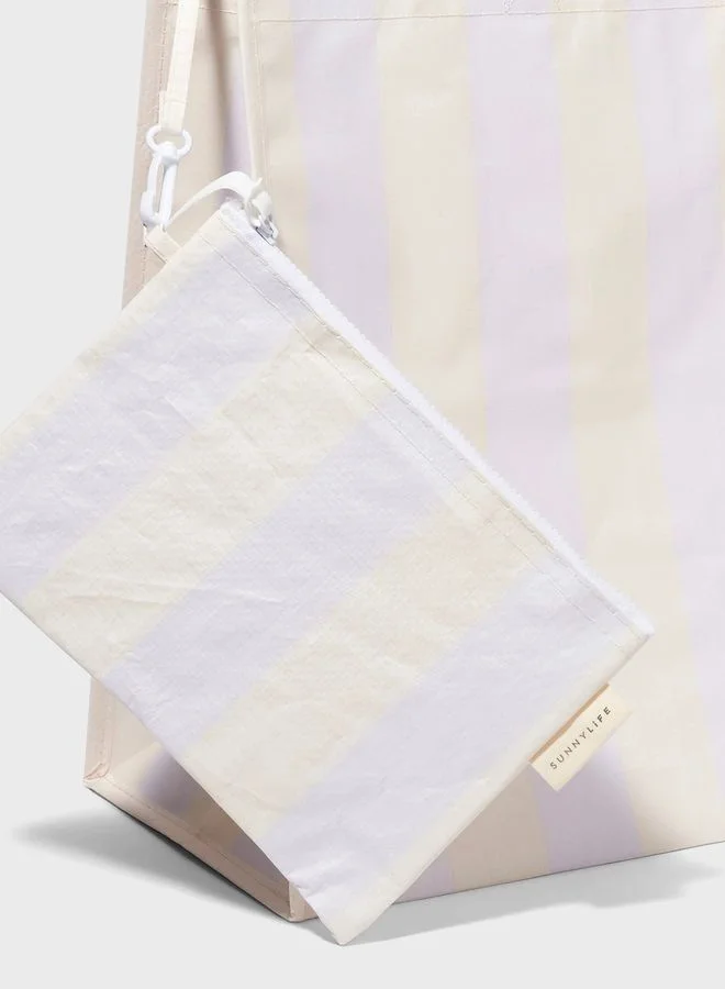 SUNNY LIFE Carryall Beach Bag Rio Sun Pastel Lilac Stripe