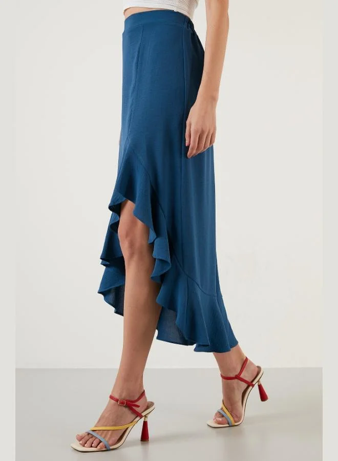 ليلا تنورة ليلى متوسطة الطول مكشكشة بفتحة للنساء