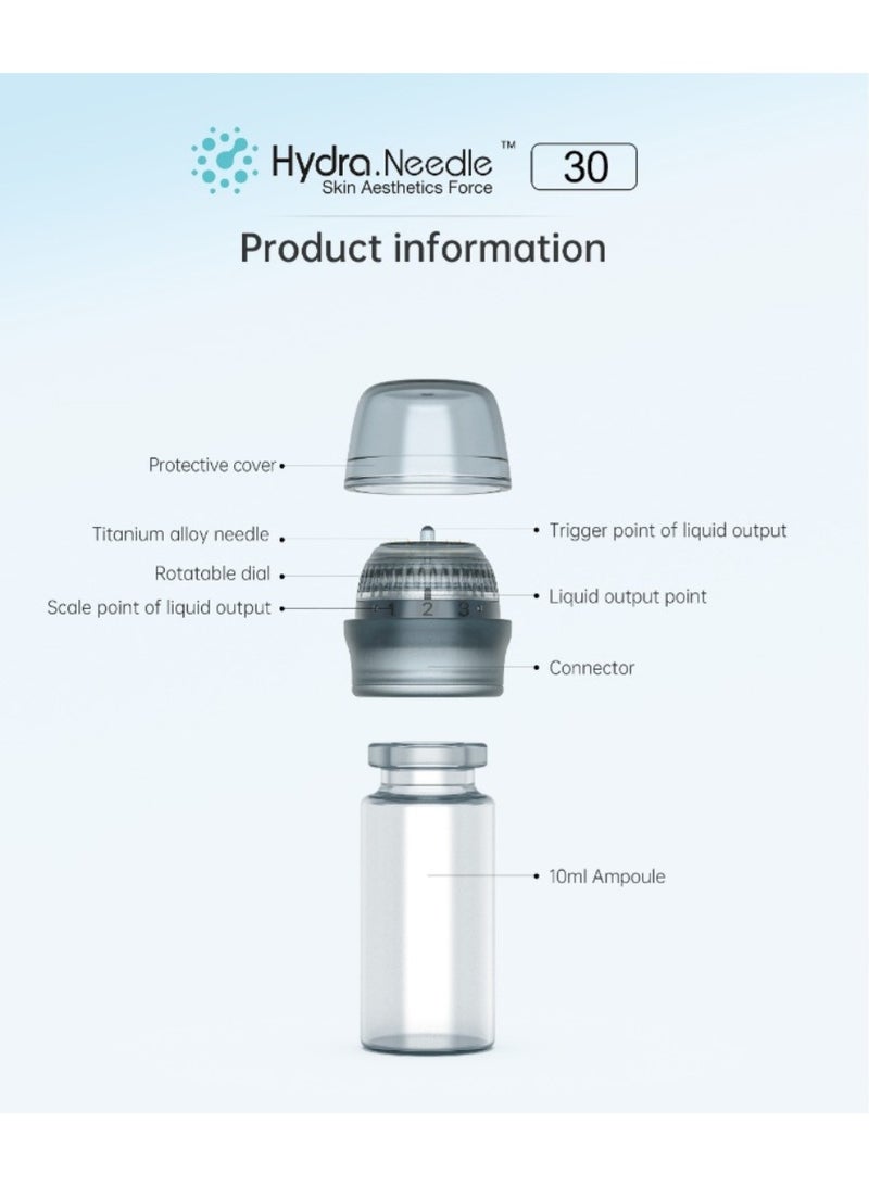هیدرا نیدل ديرما ستامب هيدرا إبرة 30 ميكرونيدلنج 0.5 مم، ميكرونيدلنج هيدرا إبرة ديرما رولر مكافحة الشيخوخة الجمال جوهر زجاجة مستحضرات التجميل ميكرونيدلينغ أداة - Image 4