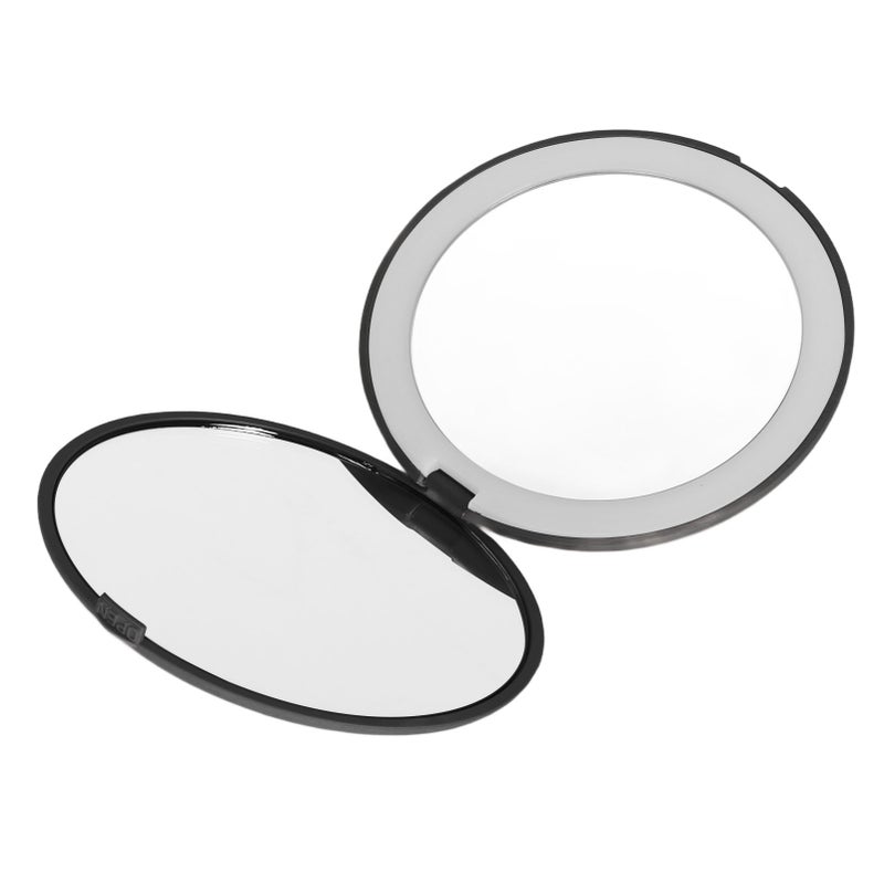 مرآة LED مقاس 3.5 بوصة بتكبير 1X و 10X من وجهين لمساعدات التجميل للمنزل والسفر مع بطارية مدمسة لون أسود - Image 3