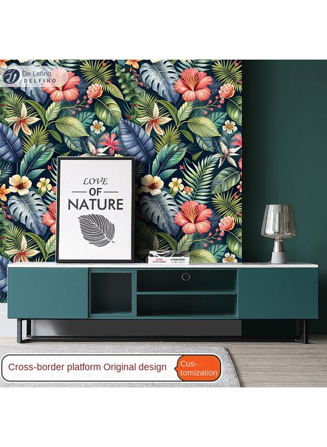 Wallpaper Wall Stickers Plant Flower TV Background Wall Decoration High Sense Wallpaper Self-adhesive Flower Wallpaper - Image 2