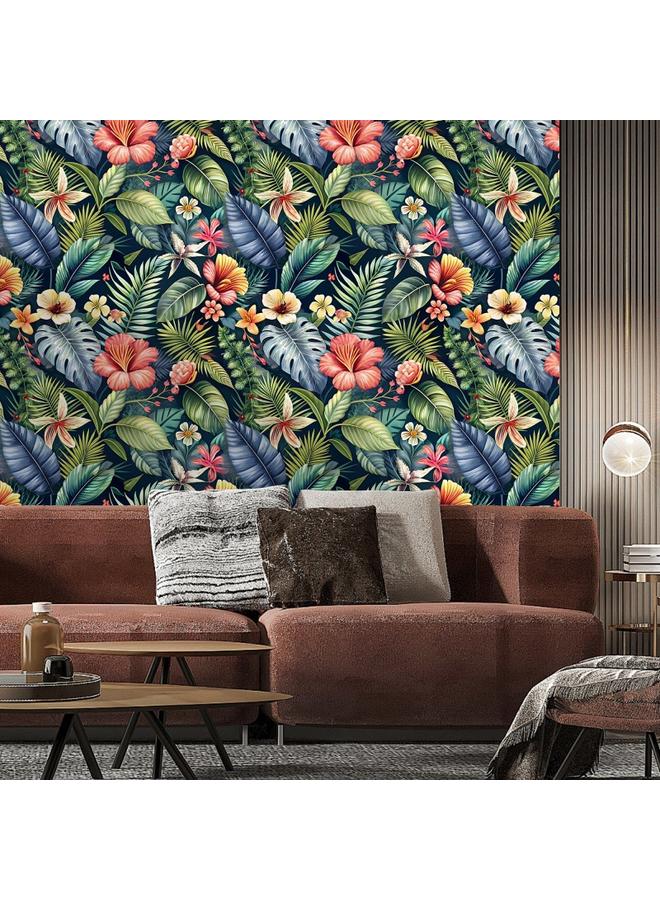 Wallpaper Wall Stickers Plant Flower TV Background Wall Decoration High Sense Wallpaper Self-adhesive Flower Wallpaper - Image 3