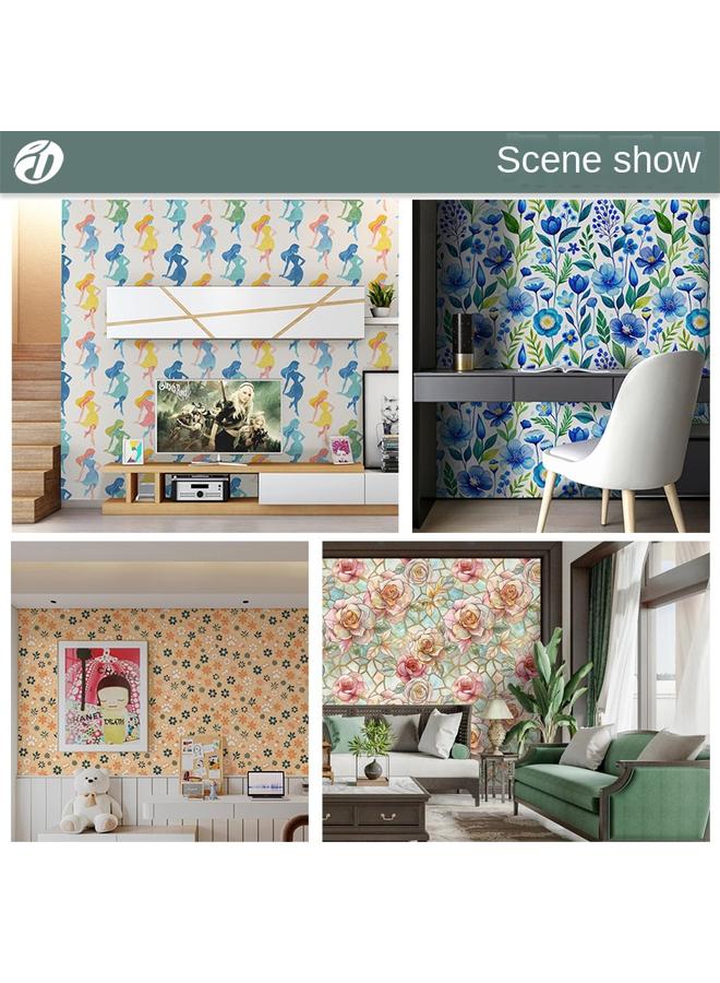 Wallpaper Wall Stickers Plant Flower TV Background Wall Decoration High Sense Wallpaper Self-adhesive Flower Wallpaper - Image 5