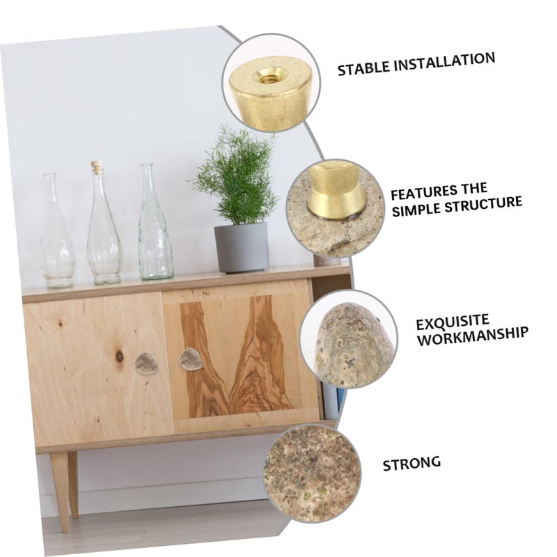Natural Stone Handle With Metal Base Cabinet Pull For Doors And Windows Easy Install Furniture Accessory Durable Compact Design - Image 5