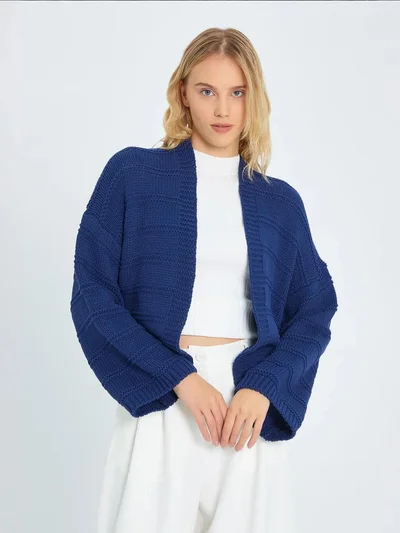 MixRay Mixray V-Neck Ribbed Knit Cardigan