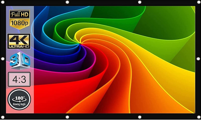 Spline 86 Inch Diagonal, 4:3 Viewing Aspect Ratio, 69 x 52 Inches, Supports UHD-3D-4K Technology Universal Eyelets Type Foldable White 6 Feet - Width x 4 Feet - Height Projector Screen - Image 1
