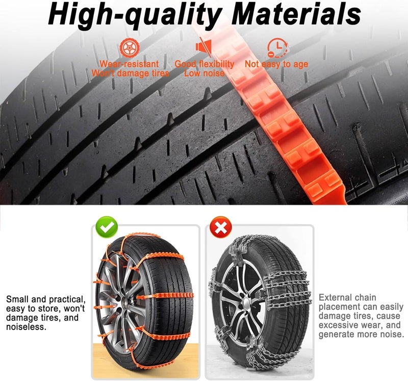 10 Pcs Non-Skid Snow Tire Chains for Suzuki Across Alto Baleno Celerio Ignis Jimny Kizashi Ignis, Non-Slip Winter Wheels Zip Tie, Emergency Tire Traction Chain for Pickup Truck Off-road SUV Car - Image 3