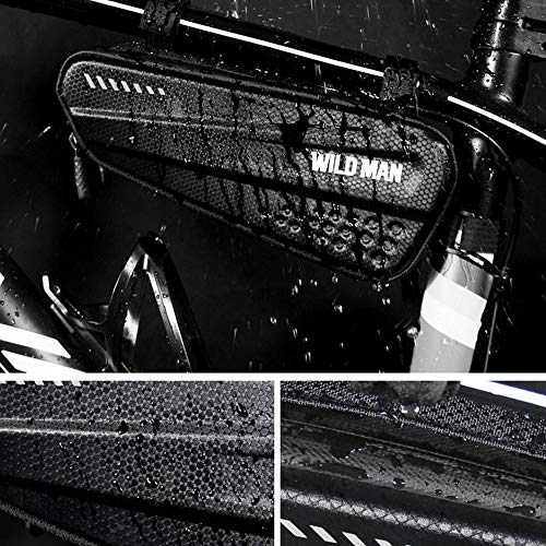 WILD MAN 1.2L Rainproof Hard Shell Bike Saddle Bag for Bicycle Triangle Frame Under Seat for Road Mountain Cycling (Black,ES4) - Image 4