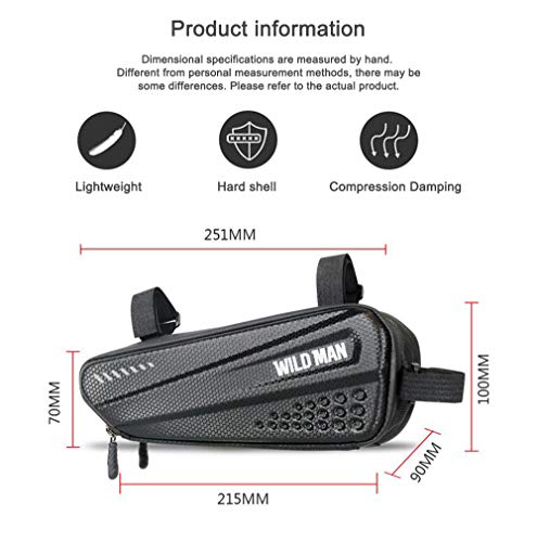 WILD MAN 1.2L Rainproof Hard Shell Bike Saddle Bag for Bicycle Triangle Frame Under Seat for Road Mountain Cycling (Black,ES4) - Image 3