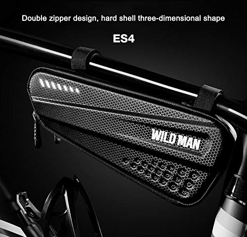 WILD MAN 1.2L Rainproof Hard Shell Bike Saddle Bag for Bicycle Triangle Frame Under Seat for Road Mountain Cycling (Black,ES4) - Image 2