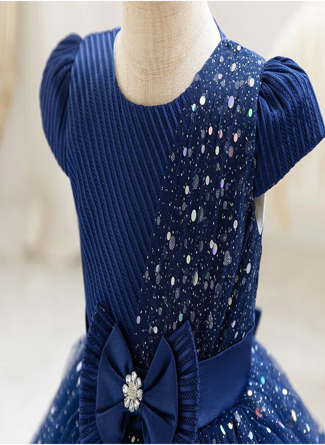babyqlo Navy Blue Starry Dress for Girls