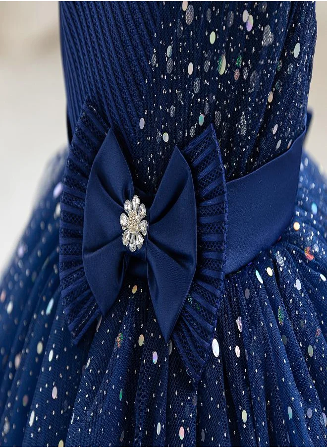 babyqlo Navy Blue Starry Dress for Girls