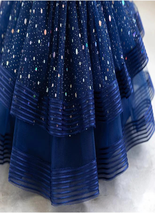 babyqlo Navy Blue Starry Dress for Girls