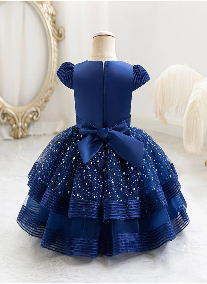 babyqlo Navy Blue Starry Dress for Girls