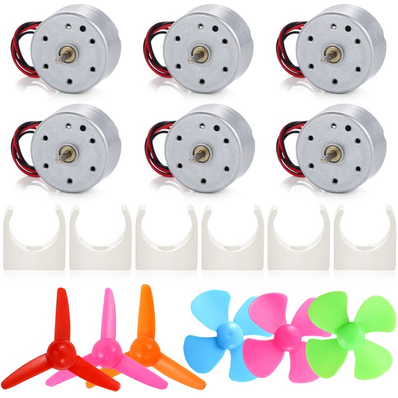 Sntieecr Sntieecr 6 Set Mini Generator Motors 3V-12V DC Motor, Wind Turbine Generator with Mini Fan Leaf and Plastic Motor Holder for DIY Educational Physics Experiment  - Image 1