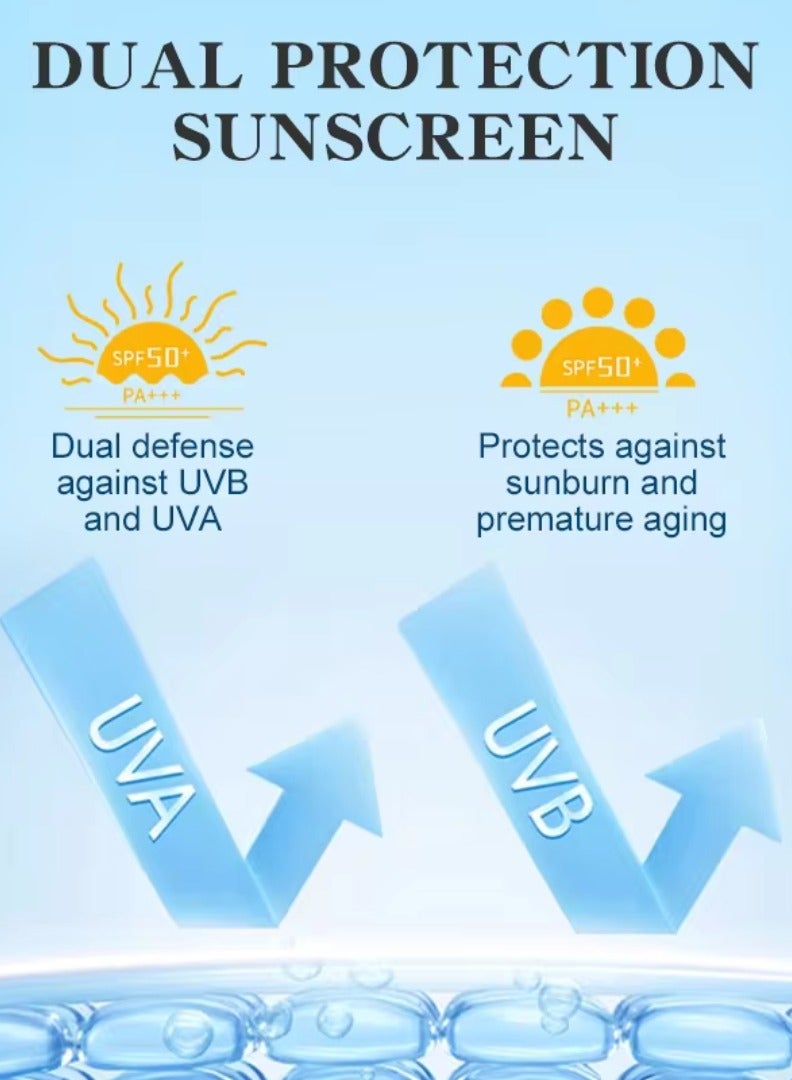AuQuest كريم واقي من الشمس 50 جرام للوجه والجسم SPF50+ يرطب ويساعد في حماية البشرة من أشعة UVA و UVB اليومية مقاوم للماء والعرق والحرارة واسع الطيف SPF 50 كريم واقي من الشمس - Image 4
