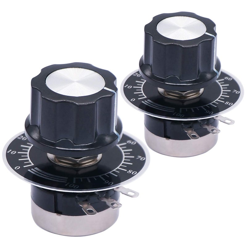 Twtade / 2Pcs Rv24Yn20S B502 5K Ohm Single Turn Rotary Carbon Linear Variable Potentiometer Used For Inverter Speed Regulation. Motor Speed Control + 2Pcs A03 Knob + 2Pcs Dials - Image 1
