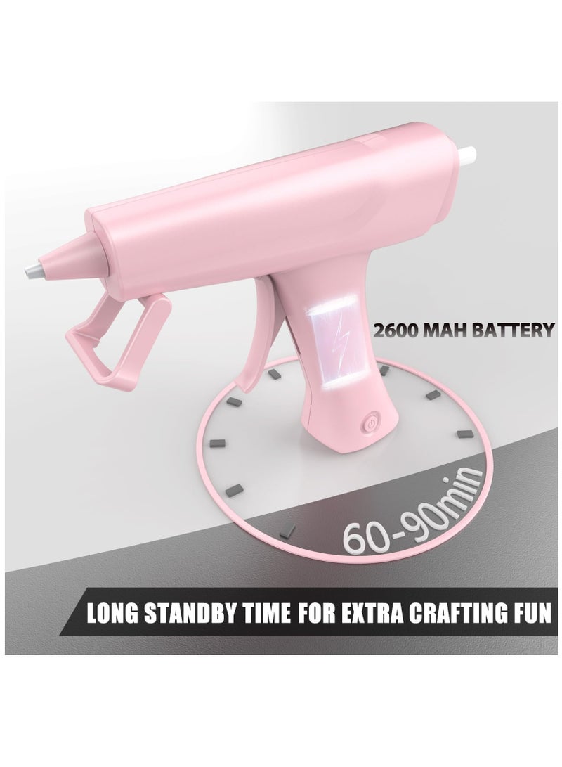 Glue Gun, Hot Glue Gun Kit Cordless & Rechargeable with 30PCS Glue Sticks, Glue Gun and Sticks Set 10 Mins Smart Power-Off Mini Glue Gun for Crafts School DIY Projects Quick Repairs, Pink - Image 2