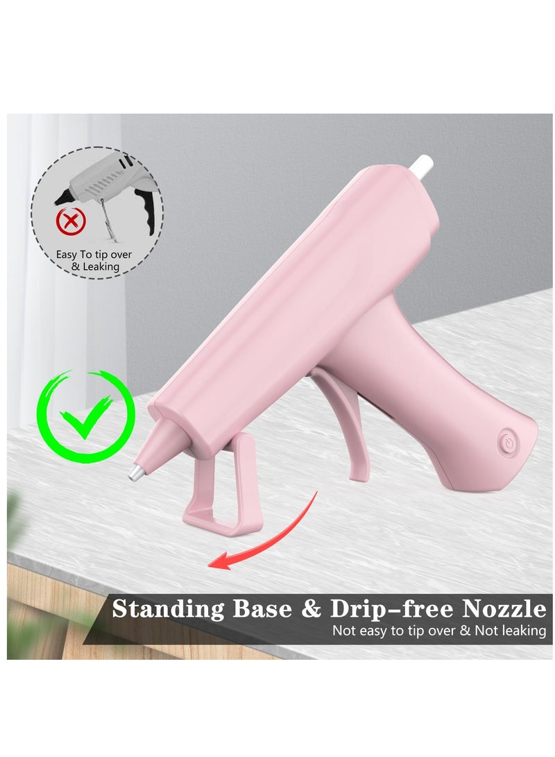 Glue Gun, Hot Glue Gun Kit Cordless & Rechargeable with 30PCS Glue Sticks, Glue Gun and Sticks Set 10 Mins Smart Power-Off Mini Glue Gun for Crafts School DIY Projects Quick Repairs, Pink - Image 3