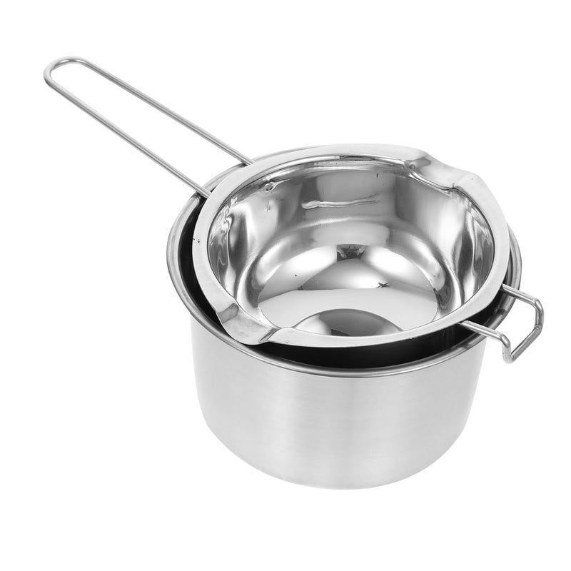 Double Boiler Pot Set Stainless Steel 600ml Inner 16cm Outer Pot Melting Chocolate Wax Silver 28X16X7cm - Image 2