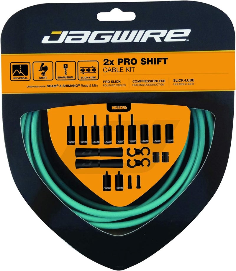 Jagwire - 2X Pro Universal Gear Shift Kit | for Road, MTN and Gravel | Compatible with SRAM and Shimano Gears, Polished Stainless Steel Cables, 10 Color Options - Image 1