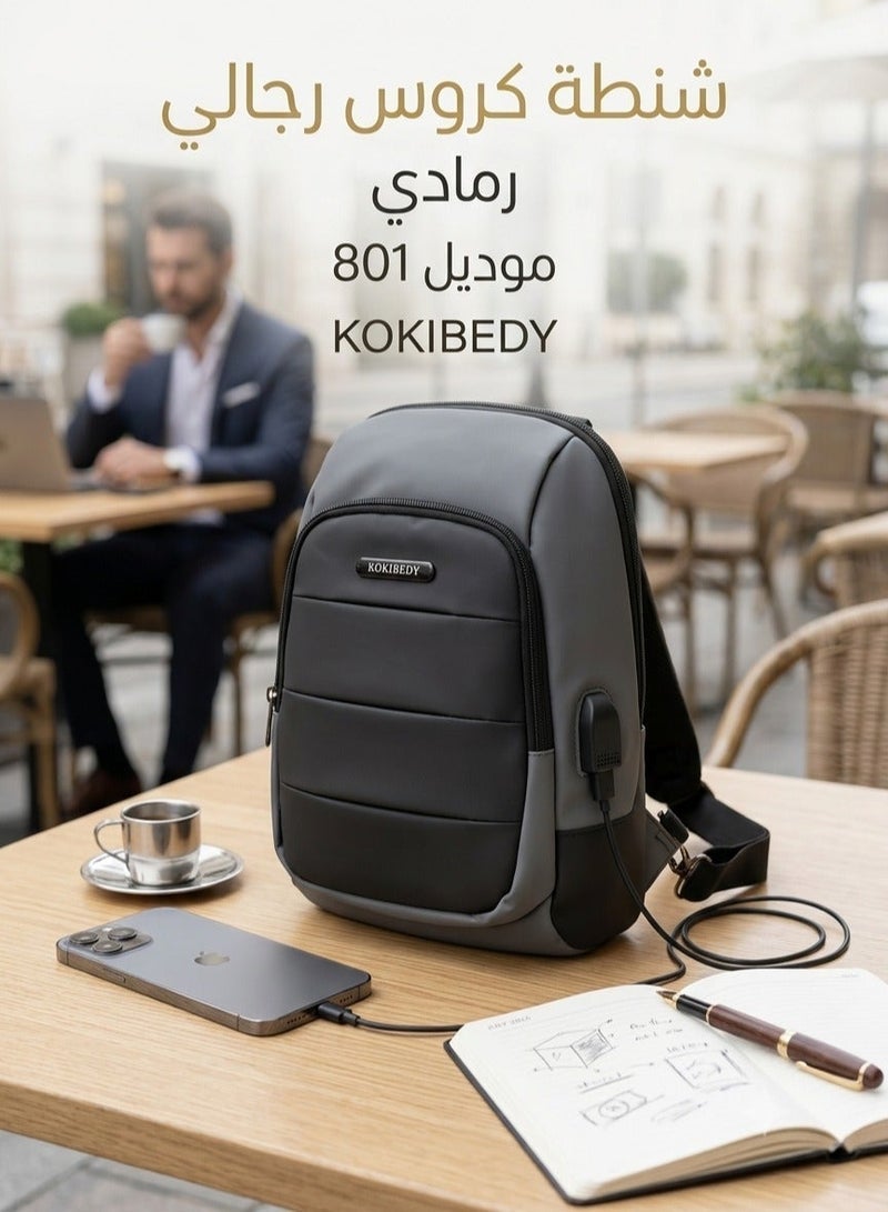 Men’s Crossbody Backpack Bag – Gray – Stylish & Practical Design - Image 2