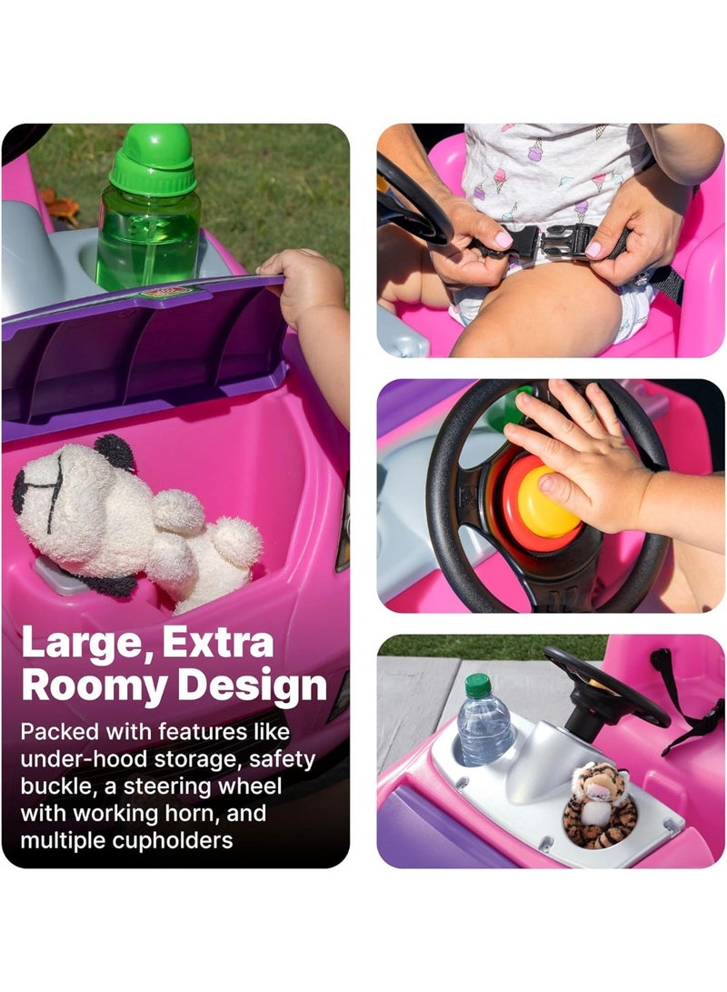 Step2 Whisper Ride II Pink 824200 – Toddler Push Car with Seat Belt & Cup Holders (Ages 18–48 Months) - Image 5