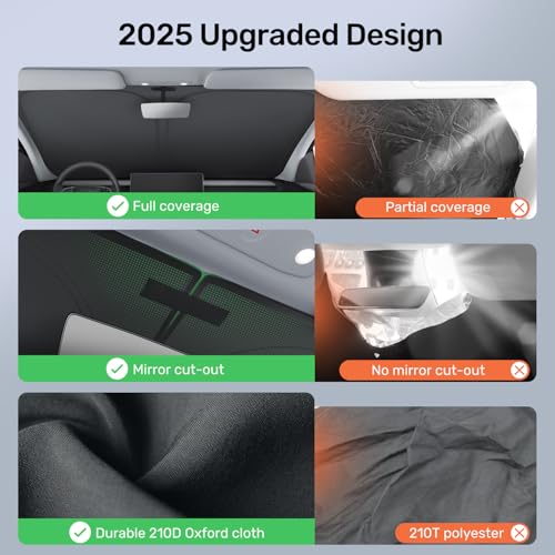 Zanch 2025 Upgraded Zanch Car Front Windshield Sun Shade- Ultimate UV Protection & Heat Reduction|OEM Design|Innovative No Light Leakage Technology|Fit for Tesla Model Y Juniper - Image 4