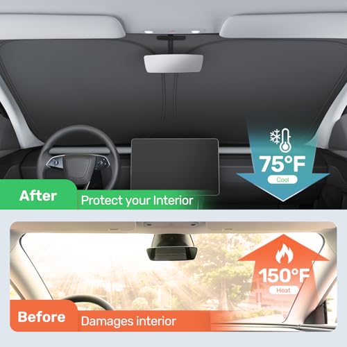 Zanch 2025 Upgraded Zanch Car Front Windshield Sun Shade- Ultimate UV Protection & Heat Reduction|OEM Design|Innovative No Light Leakage Technology|Fit for Tesla Model Y Juniper - Image 2