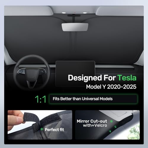 Zanch 2025 Upgraded Zanch Car Front Windshield Sun Shade- Ultimate UV Protection & Heat Reduction|OEM Design|Innovative No Light Leakage Technology|Fit for Tesla Model Y Juniper - Image 5
