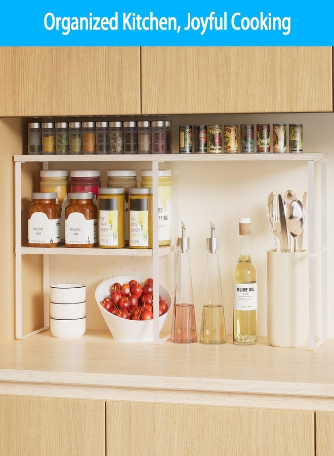 Golener Countertop Organizer Corner Shelf, 2 Tier Adjustable Stackable Corner Shelves for Kitchen, Bathroom, Spice Rack, Coffee Bar, Over Sink, Dresser Table, Corner Counter Shelf Stand, Natural Beige - Image 3