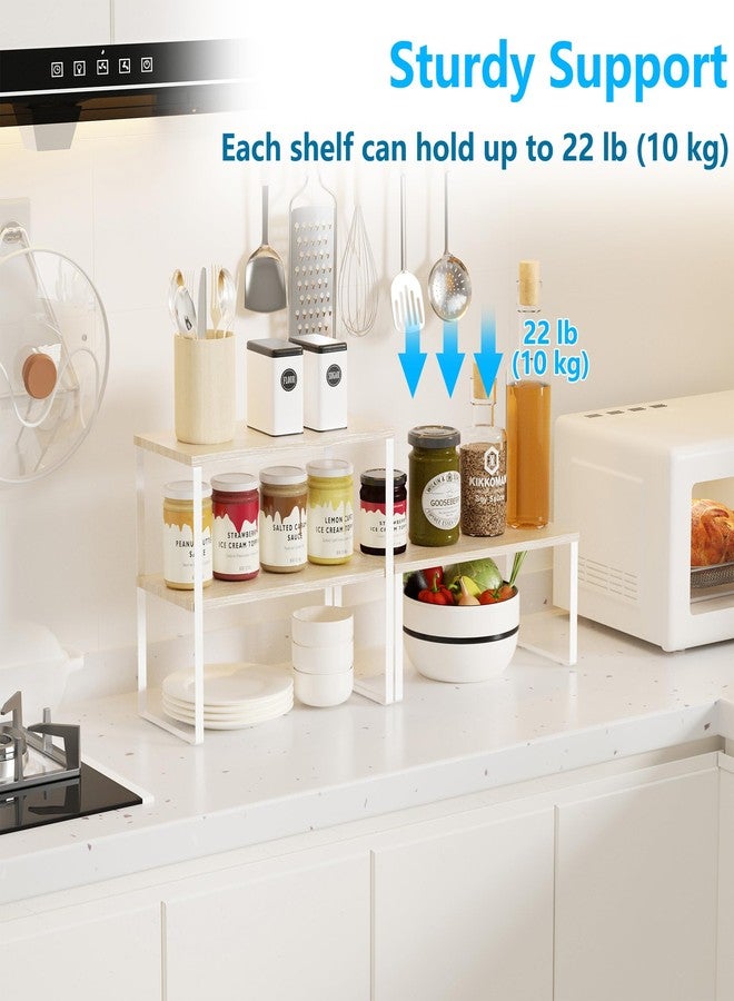 Golener Countertop Organizer Corner Shelf, 2 Tier Adjustable Stackable Corner Shelves for Kitchen, Bathroom, Spice Rack, Coffee Bar, Over Sink, Dresser Table, Corner Counter Shelf Stand, Natural Beige - Image 4