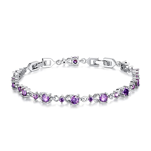 WOSTU White Gold Plated 3mm Rhinestone Classic Tennis Bracelet with Cubic Zirconia| White Gold Bracelets for Women | Size 6.5-8 Inch - Image 5