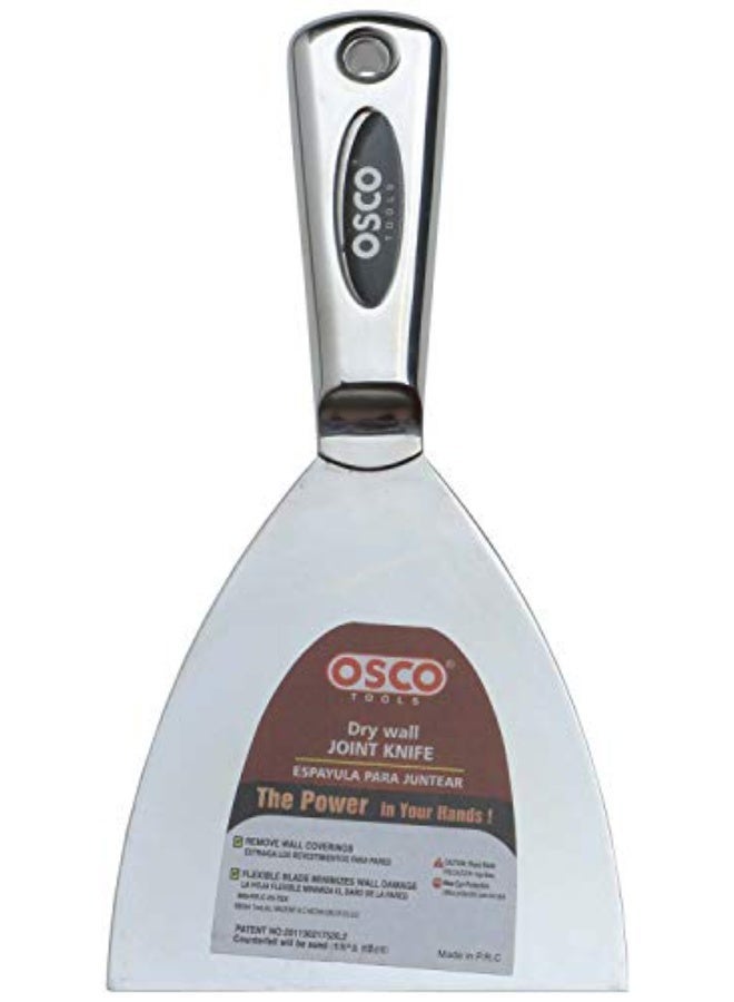 Osco 4-Inch Stainless Steel Putty Knife – Professional Putty Scraper with Stainless Steel Blade and Handle for Filling, Plastering, Painting, and Finishing Applications