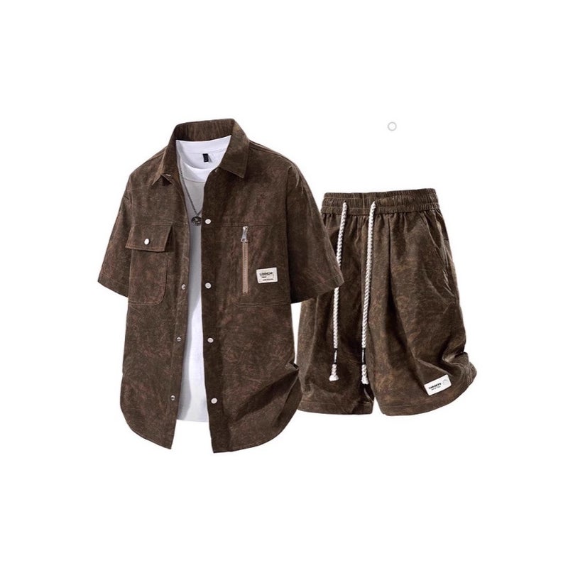 Men's Casual Tracksuit Set Short Sleeve Shorts 2-Piece - Image 3