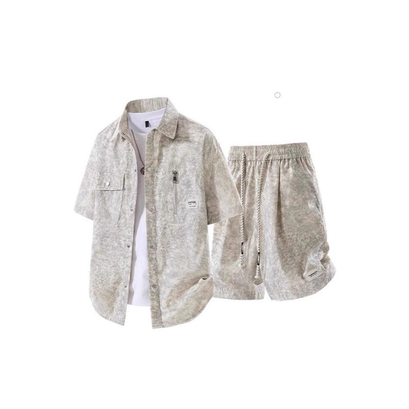 Men's Casual Tracksuit Set Short Sleeve Shorts 2-Piece - Image 1